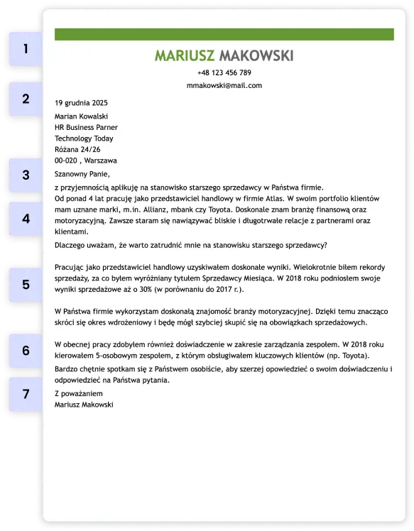 wzór dokumentu z kreatora listu motywacyjnego LiveCareer