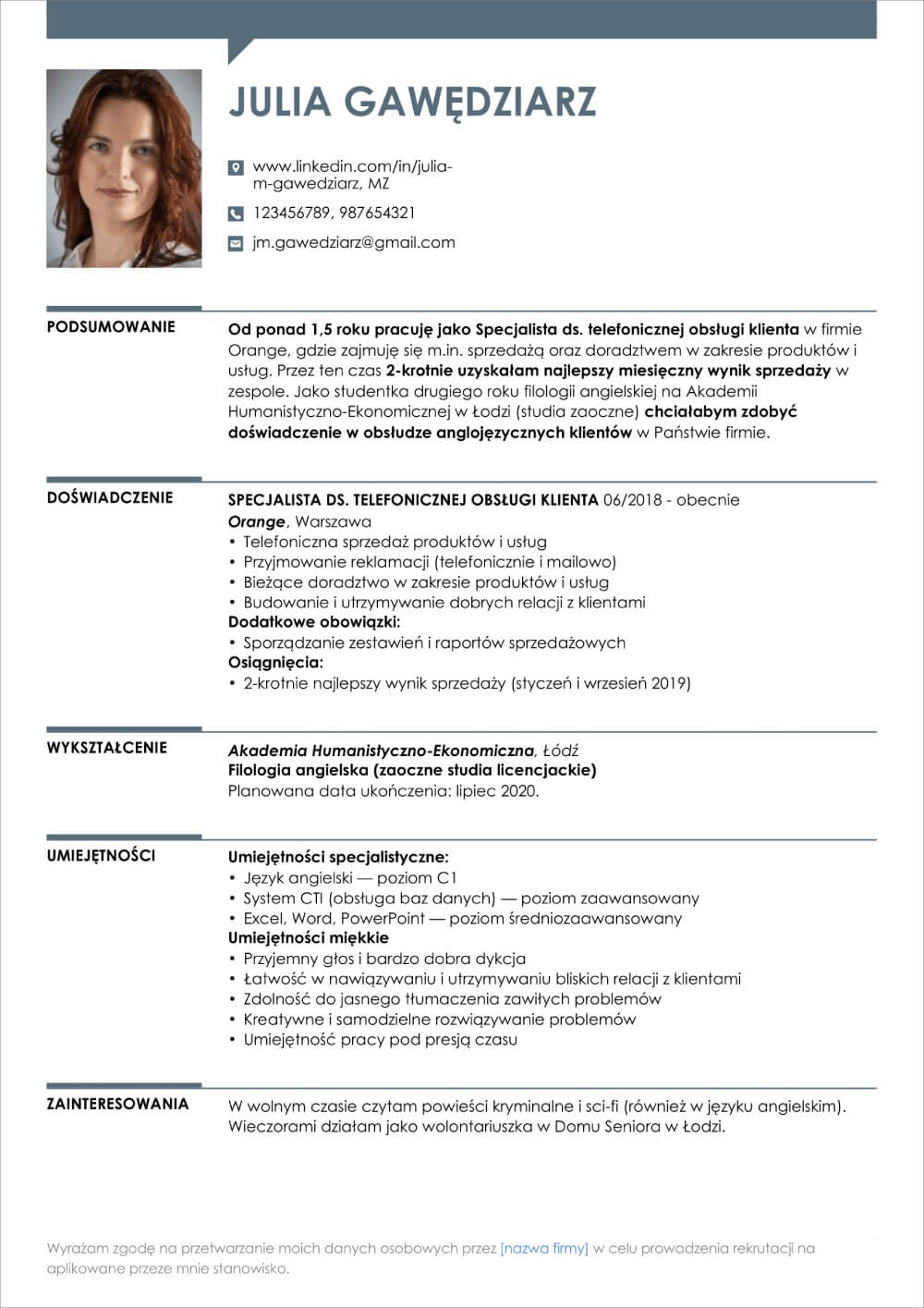 Curriculum Vitae Wz r DOC I Word Przyk ady Do Pobrania