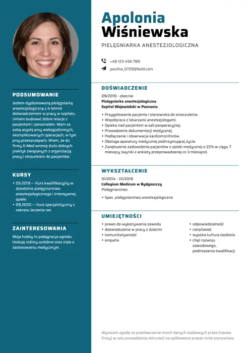 wzór cv pielęgniarki