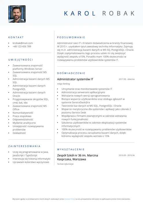 wzór cv dla technika informatyka