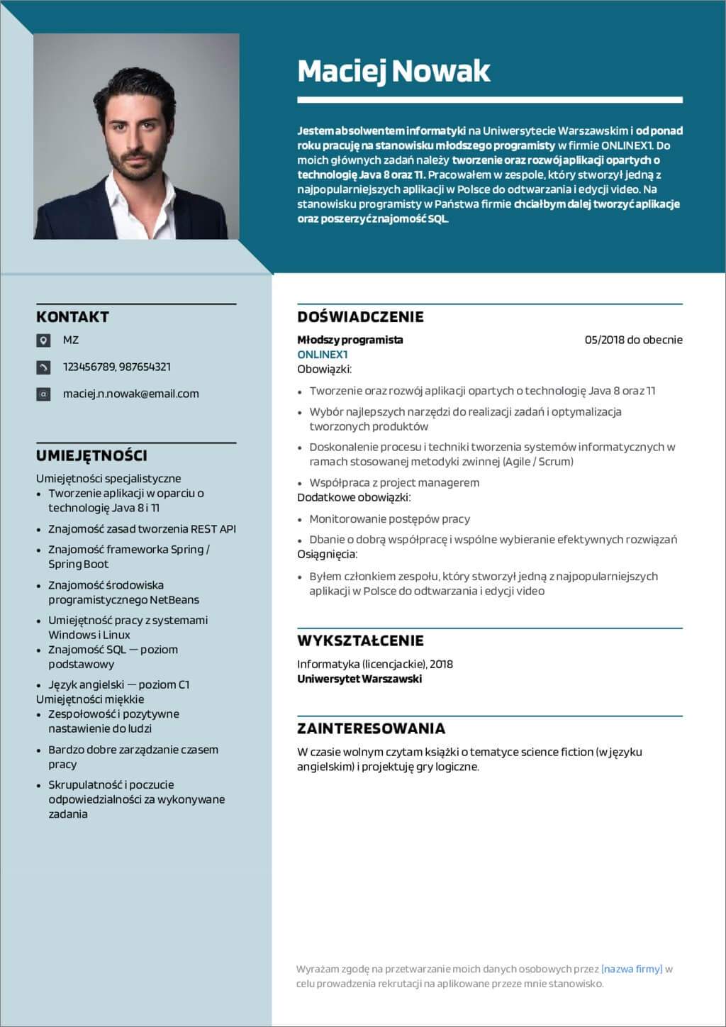 Gotowe CV Wz r I 80 Darmowych Przyk ad w CV Do Pracy