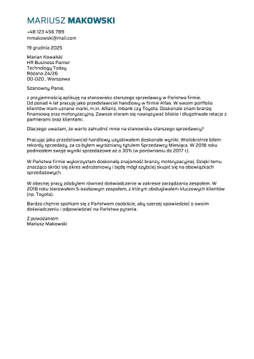 List motywacyjny szablon