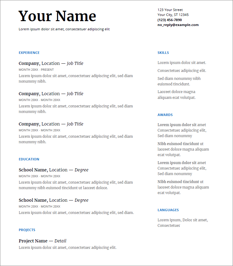 free resume templates download word