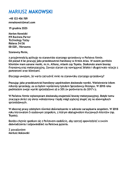 szablon listu motywacyjnego LiveCareer czytelny innowacyjny