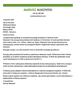 szablon listu motywacyjnego LiveCareer wyróżnienie2