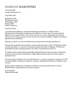 szablon listu motywacyjnego LiveCareer kadra kierownicza