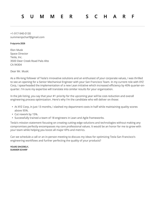 wzór listu motywacyjnego po angielsku
