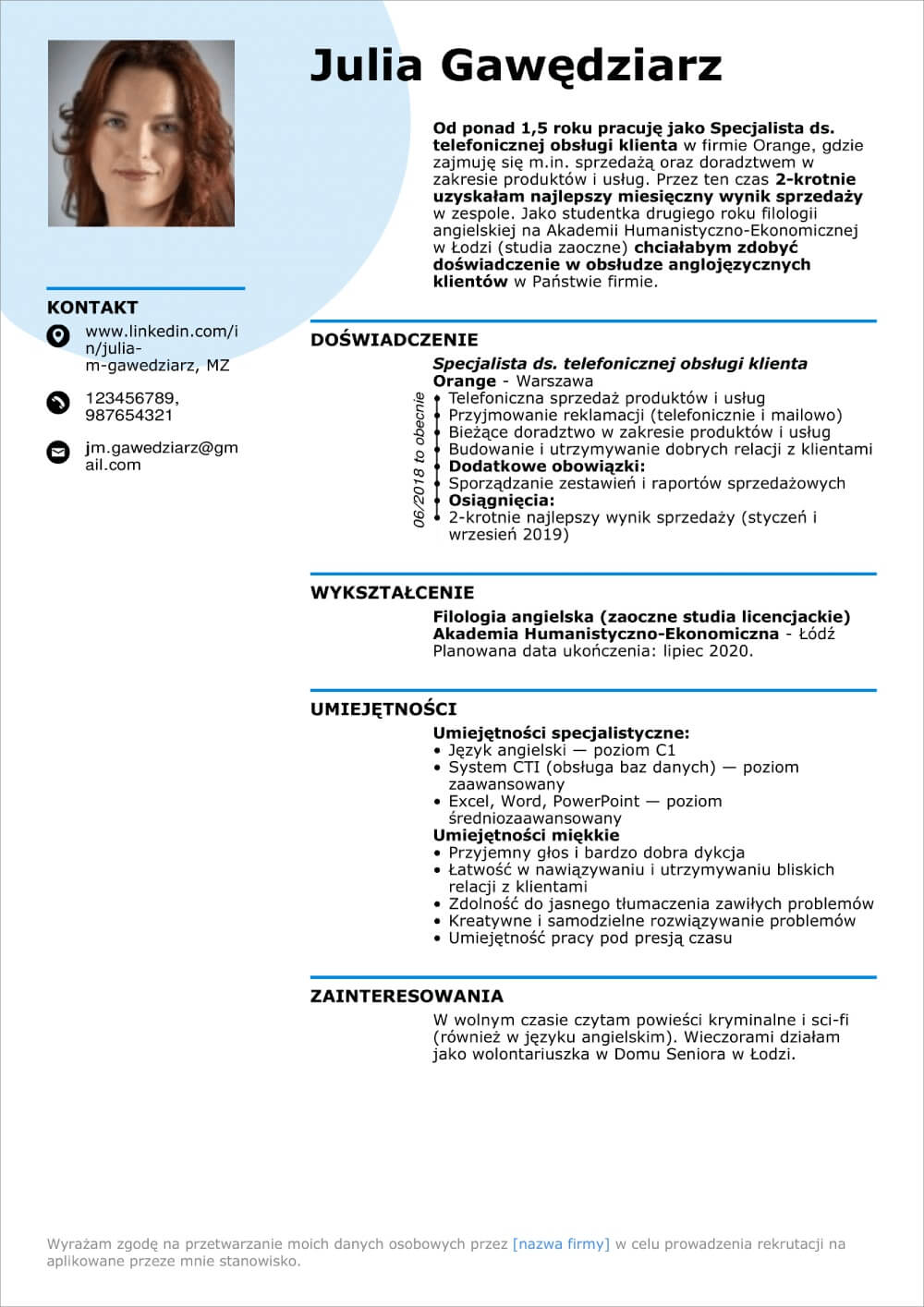 Proste CV Wz r Jak Napisa I 18 Prostych CV Szablon w Online