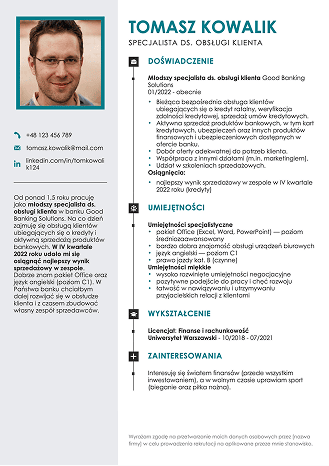 kreatywny szablon cv