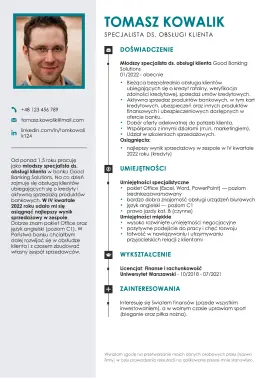 kreatywny szablon cv