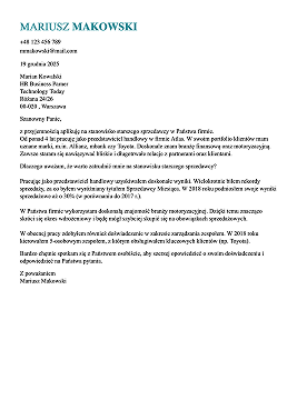 profesjonalny szablon listu motywacyjnego